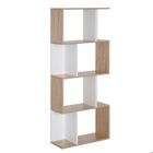 Bibliothèque étagère HOMCOM contemporaine en S 4 étagères chêne blanc