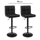 Tabourets de bar en velours noir pur - QUIIENCLEE - Lot de 2 - Réglables en hauteur