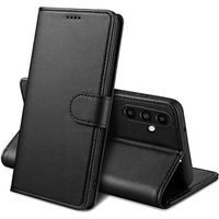 Coque pour Samsung Galaxy A25 5G - Portefeuille Noir Rabat Clapet Aimanté Rangement Cartes Phonillico®