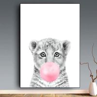 Toile Tigre Rose - Enfant Bebe Chambre - Affiche Décorative - Poster Décoration Maison 30x40cm