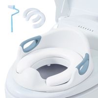 Réducteur de Toilette Enfant, Réducteur de WC, Siège de Toilette Avec Coussin Poignée Dossier Blanc