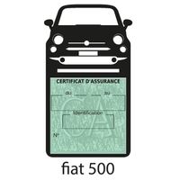 Simple porte vignette assurance New Fiat 500 sticker adhésif Noir