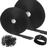 Bande Velcro de 12 m avec 50 boucles, librement découpable, Velcro réutilisable, serre-cables Velcro, serre-cables Velcro (noir, 2 c