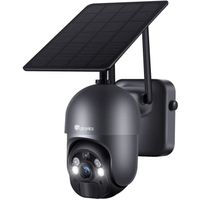 Ctronics Caméra Surveillance Solaire 2K-3MP WiFi 2.4GHZ Extérieure avec Panneau Solaire Batterie 10000mAh Détection PIR Vision 25M