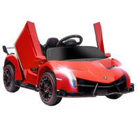 HOMCOM Voiture électrique licence Lamborghini Veneno 12V pour enfants avec portes papillon pour 3-6 ans, rouge