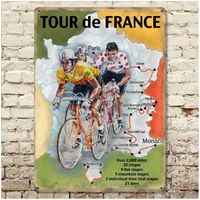 Plaque métal rétro 'Tour de France' multicolore vintage - 20x15 cm [R0615]