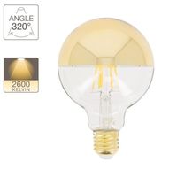 Ampoule LED G95, culot E27, 8W cons. (62W eq.), lumière blanc chaud