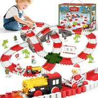 MOONTOY – Circuit De Voiture Et Train électrique De Noël, 233 Pièces Flexibles, Dès 3 Ans, Cadeau STEM