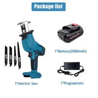 Scie Sabre Sans Fil 18V Compatible Makita Avec 4 Lames - Scie Alternative Électrique Variable