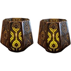 Lot De 2 Lanternes à Bougie Style Marocain Doré - Vela Lanterns