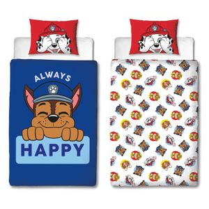 Parure De Couette Pat'Patrouille Officielle - Housse 140x200 Cm + Taie D'Oreiller 63x63 Cm Pour Lit Enfant