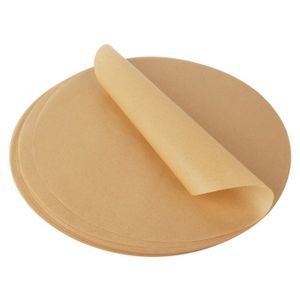 WOPPLXY Lot de 200 feuilles de papier sulfurisé rond - Marron - Anti-adhésif - 30 cm - Résistant à la chaleur - Pour barbecue et pâtisserie