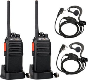 TALKIE-WALKIE Retevis RT24 Talkie Walkie sans Licence 16 Canaux Radio Bidirectionnelle CTCSS/DCS avec USB et Écouteurs (Noir, 1 Paire)
