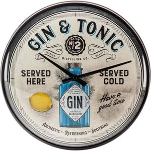GIN Horloge Rétro, Gin & Tonic – Idée De Cadeau Pour Les Amateurs De Cocktails, Décoration Murale Cuisine, Design Vintage, Ø 31