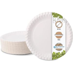 Assiettes en carton 1 compartiment blanc 15cm