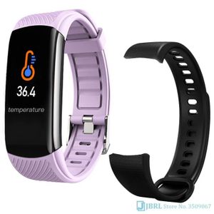MONTRE CONNECTÉE Montre connectée,Température montre intelligente femmes hommes Smartwatch électronique horloge - Type C6T purple add strap