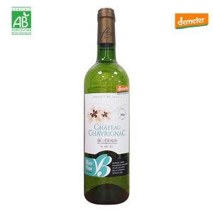 VIN BLANC Château Chavrignac –Grand Vin Blanc de Bordeaux AOC Bio en Biodynamie-2023 -Sauvignon Blanc, Gris, Sémillon -Bouteille de 75cl