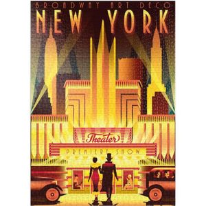 PUZZLE New York Night Broadway, Art Deco Style Vintage Po