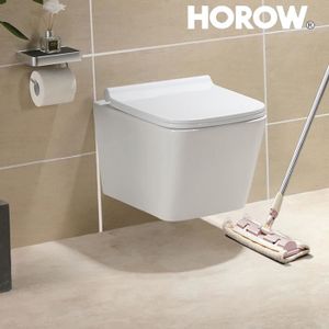 WC - TOILETTES WC Suspendu sans Rebord - HOROW - Céramique Blanc 