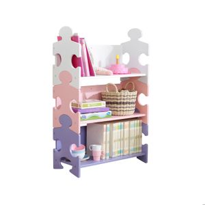 ÉTAGÈRE - BIBLIOTHÈQUE KidKraft - Bibliothèque en bois Puzzle Primaire pour Enfant avec 3 Étagères - Couleurs pastels