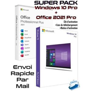 PROFESSIONNEL SUPER Pack Windows 10 + Office 2021 Pro à Téléchar