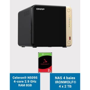 SERVEUR STOCKAGE - NAS  QNAP TS-464 8GB Serveur NAS 4 baies IRONWOLF 8To (4x2To)