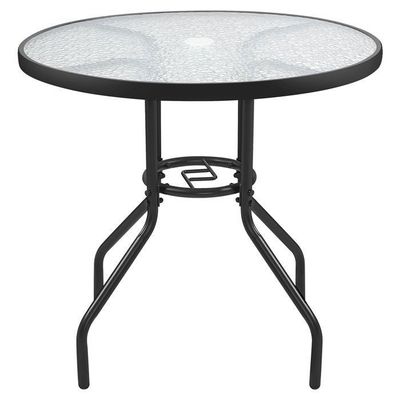 Jarder Table Basse D'Appoint Jardin Carrée – Aluminium + Verre Trempé, 44x44x40 Cm, Style Moderne Patio Terrasse Balcon, Résistante Rouille