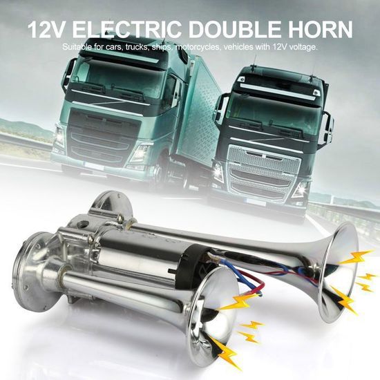Klaxon De Voiture 24V Puissant Avec Pompe à Air - Corne D'Air Chrome Pour Camion, Bateau Et Moto