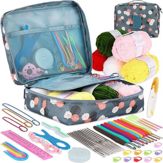 Kit De Crochet Débutant Pour Adultes - Comprend Crochets, Laine, étui Et Accessoires - Idéal Pour Apprendre Le Tricot