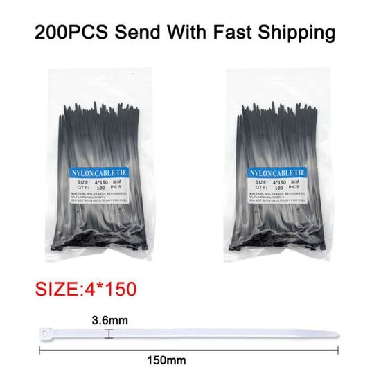 Lot De 100 Attaches Câble En Nylon Noir - Haute Qualité, Résistance 55 Kg - Garantie 1 An