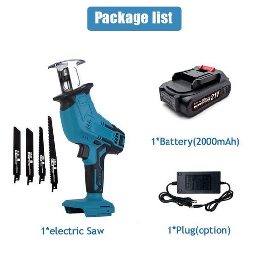 Scie Alternative Sans Fil 18V Compatible Makita - Scie Sabre Avec 2 Batteries, LED Et Verrou Sécurité