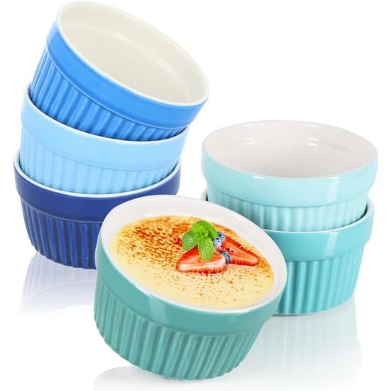 Moules à Soufflé HENXFEN LEAD - Lot De 6 - 175 Ml - Céramique Bohème - Pour Crème Brûlée, Ragoût - Allant Au Four