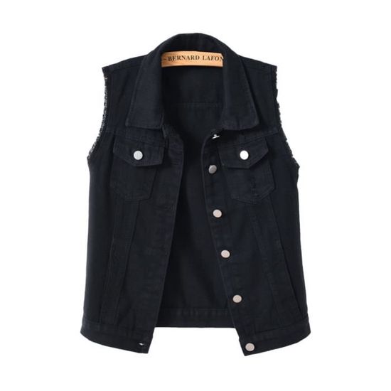 Veste en Jean Femme sans Manche Court Ample Jacket R tro