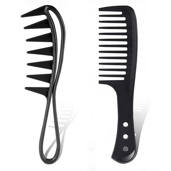 Lot De 2 Peignes à Cheveux Noirs En Plastique De Poche - Marque Nuenen, Dimensions 15.6 X 8.2 Cm, Fin Et Standard