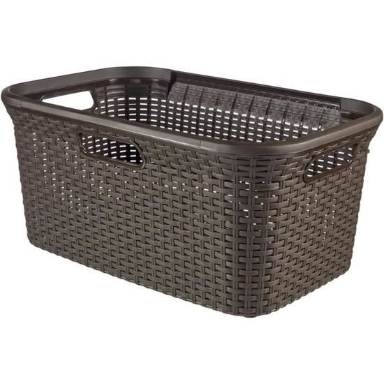 Panier à Linge CURVER Infinity 40L - Corbeille Salle De Bain Écolo - 100% Recyclé - Vert - 58,5x38x26,5 Cm