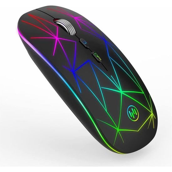 Souris Sans Fil Bluetooth Rechargeable Silencieuse - 800/1200/1600 DPI, Lumière LED, Pour PC, Tablette, Android