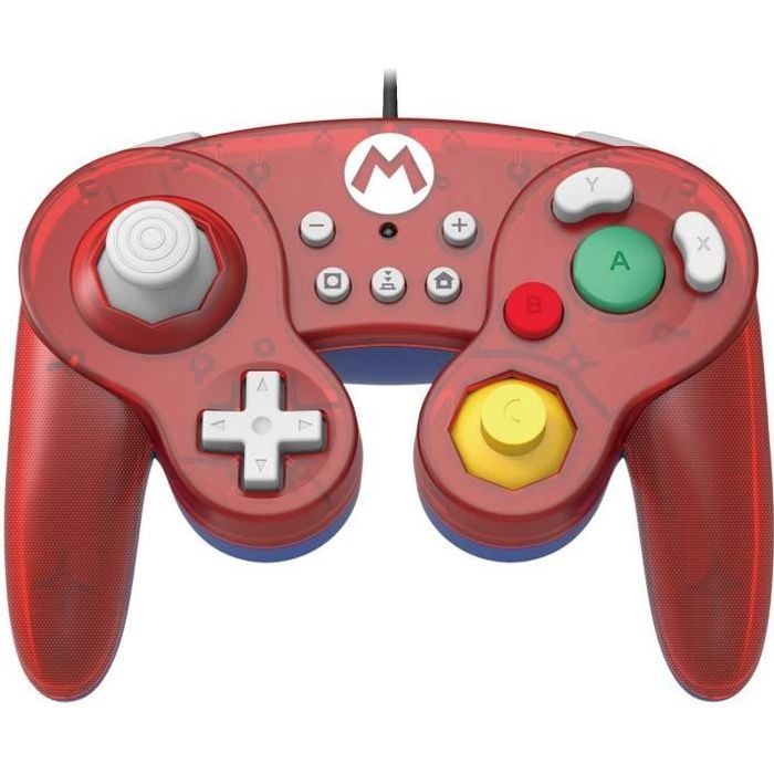 Hori Battle Pad Manette Filaire Type GameCube Super Smash Bros Pour Nintendo Switch Design Mario Licence Officielle Nintendo