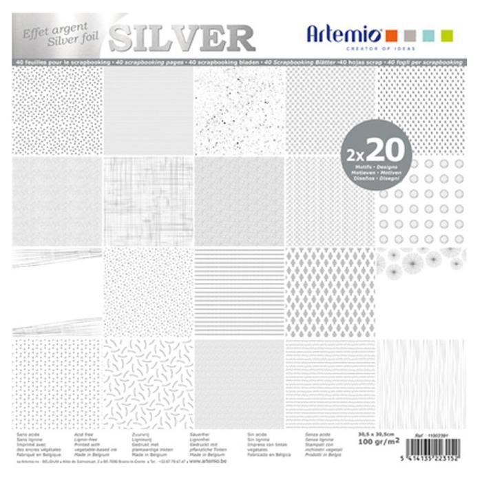Set de papiers - Foil - Argent - 40 pcs