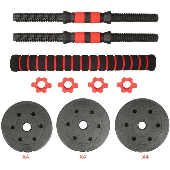 Kit haltères Musculation, Poids Ajustable, avec Barre d’Extension supplémentaire,20kg, pour Fitness à Domicile