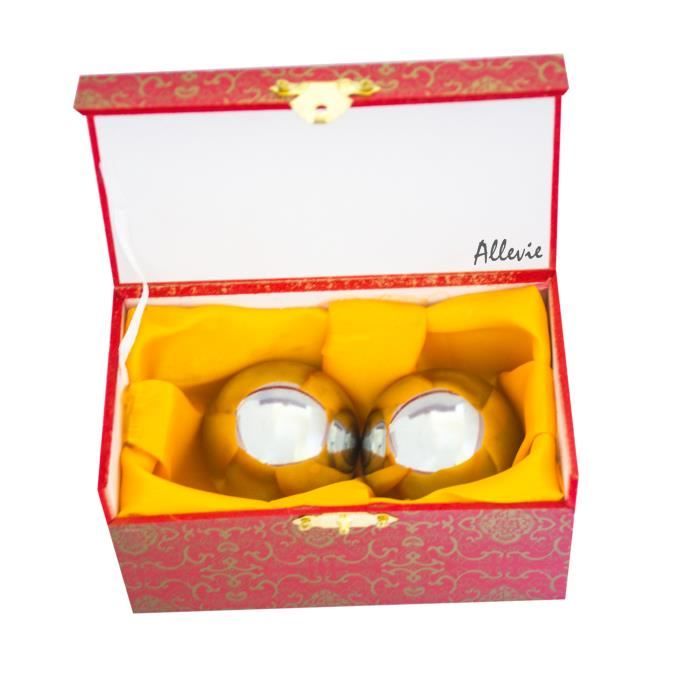 Boules de Baoding Ball de Santé Qi Gong Exercice Massage Stress Relaxer Doigts Solide Lourde sans Carillon Fer Couleur Chrome 4,8cm