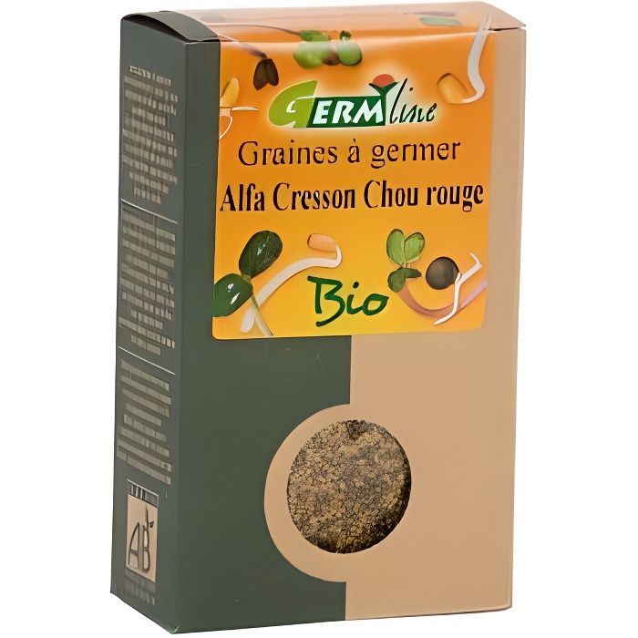 Germline Graines à Germer Alfalfa Cresson Chou Rouge Bio 150g