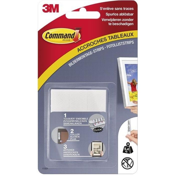 3M COMMAND Languettes de fixation - Moyen modèle - Blanc