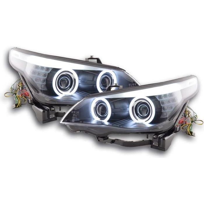 phare Angel Eyes CCFL Xenon BMW 5er E60/E61 An. 03-04 noir RHD