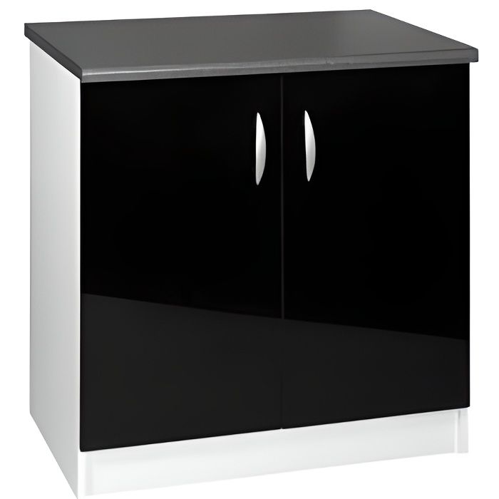 Meuble cuisine bas 80 cm 2 portes OXANE noir