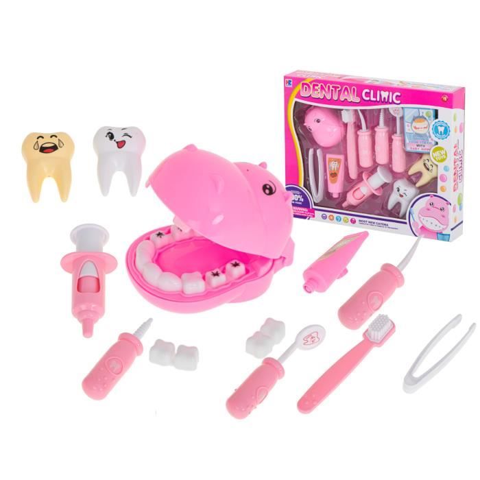 IKONKA Set de dentiste hippo rose