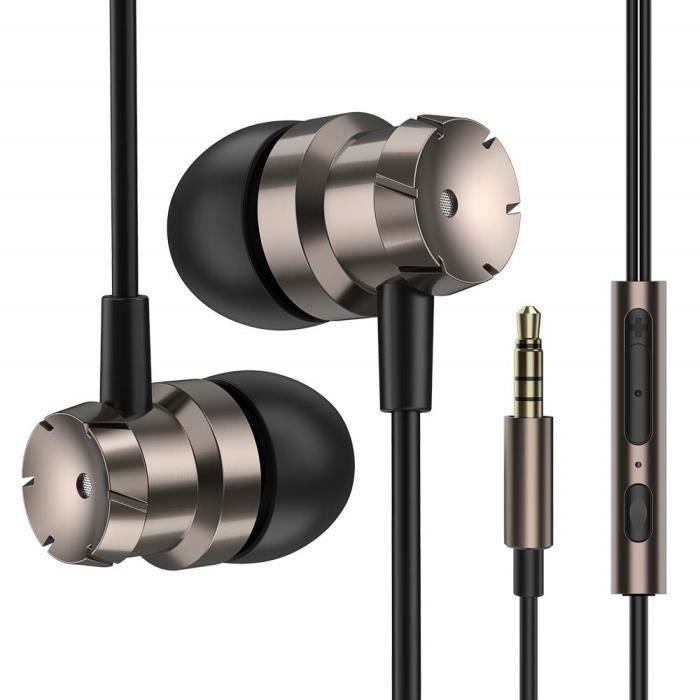 Écouteurs Intra Auriculaires, Écouteurs avec Micro et Télécommande Oreillettes Filaires Isolants du Bruit pour Samsung, Téléphones A
