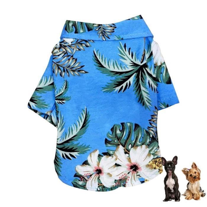 Manteau Blouson,Été plage chien chemises Polyester vêtements gilet vêtements pour animaux de compagnie T Shirt à - Type blue-S #A