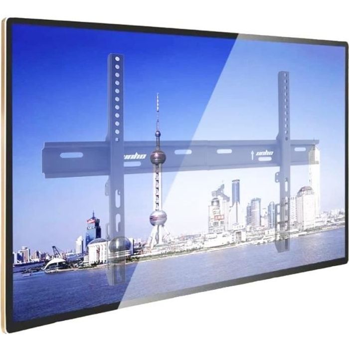 UNHO Support TV Mural Fixe pour Ecrans Plats LED LCD Plasma 26-72 Pouces TV Fixation Murale Ultra Fin Charge 50kg VESA Max 600x400