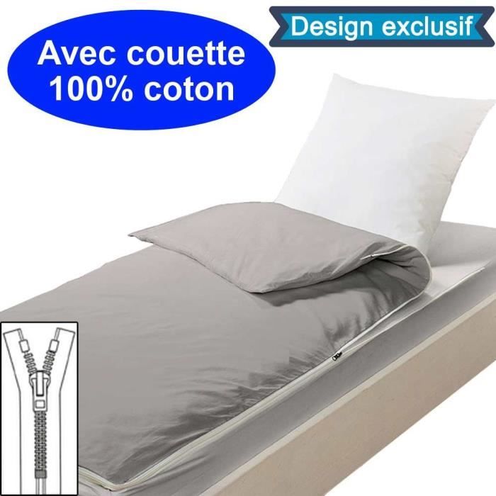 Couchage avec couette 95x145 Gris