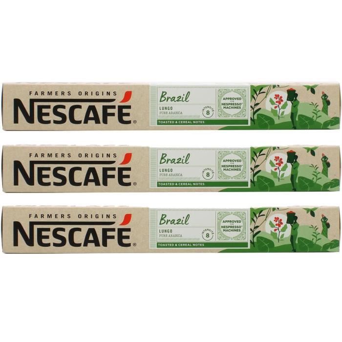 [Lot de 3] NESCAFE FARMERS ORIGINS Café Brazil Approved for Nespresso - 10 capsules